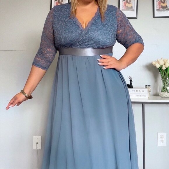 CHIFFON & SEQUIN A-LINE Ñ GOWN DRESS Plus Size Style Lace New 2025 - Picture 10 of 12